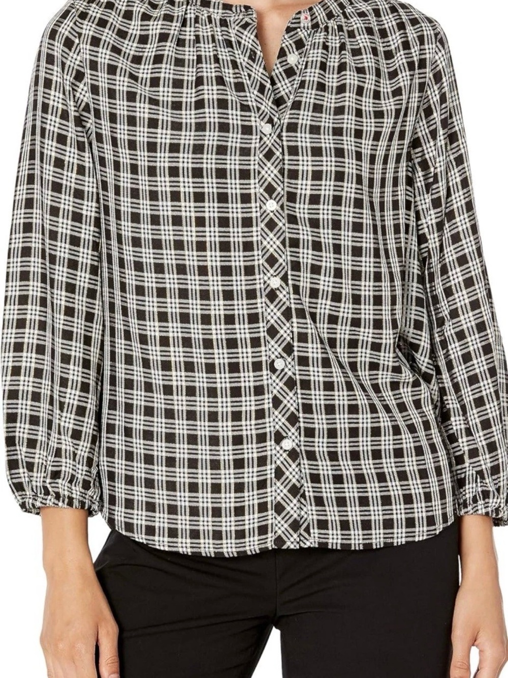 Tommy Hilfiger Women's Button Up Plaid Lurex Shirt Size M